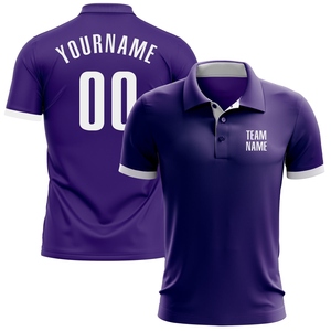 Camiseta de golf de alto rendimiento personalizada en morado y blanco, la más vendida de la industria, al por mayor directo de fábrica - Product Image 1