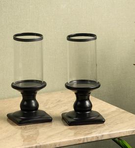 Portavelas de Vidrio Cilíndrico con Base Negra para Decoración del Hogar - Product Image 3