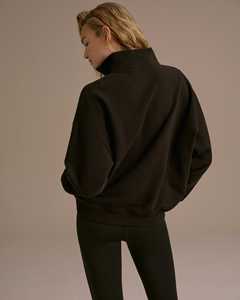 High Quality Premium Sweatshirts Women's Oversized Half <b>Zipper</b> Sweatshirts Cotton Fleece Drop Shoulder Pullover Sweatshirts - Product Image 2