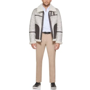 Men's Casual High Quality Sheep Skin Quilted <b>Jacket</b> Winter Fashionable Vintage Style Hooded Outdoor Wear Canvas Front Logo - Product Image 2