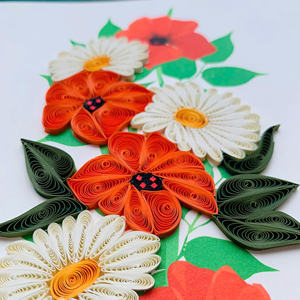 Tarjeta de quilling con diseño de ramo de margaritas, tarjeta de felicitación hecha a mano con sobre, tarjeta floral de quilling para todas las ocasiones, regalos de manualidades en papel - Product Image 1