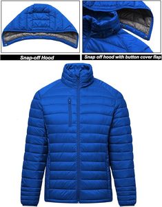Women's Lightweight <b>Packable</b> Hooded Winter Quilted Knitted Puffer <b>Jacket</b> Detachable Sleeves Hat Zipper Closure Waterproof Wool - Product Image 3