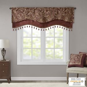 Asta finestra Jacquard bordeaux Pocket mantovana con perline 50x18 "tende e mantovane - Product Image 5