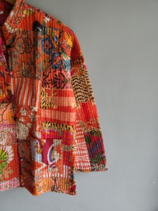 Quilted <b>Patchwork</b> <b>Jacket</b> Women's Mandarin Collar Full Sleeve Cotton Autumn Style Hand Embroidery Design Regular Length gift - Product Image 3