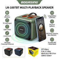 Haut-parleur portable LN-1007BT avec antenne télescopique, radio FM, mini enceinte sans fil en forme de cube, son puissant 5W, vente en gros