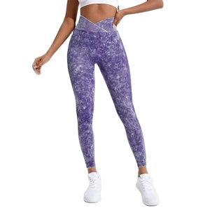 High Quality Women Fitness <b>Leggings</b> Acid Washed V Waist Sexy Scrunch <b>Butt</b> <b>Lifting</b> Quick Drying Breathable Yoga Pants - Product Image 1