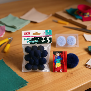 Pompon Iln 2,5 cm Blu Navy per Artigianato e Accessori Moda - Product Image 2