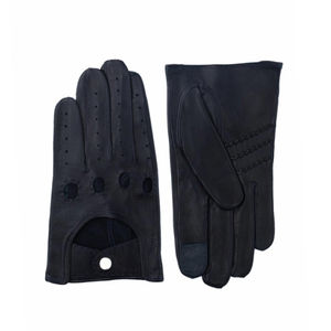 Gants de conduite en cuir premium pour femmes avec surface lisse, fermeture souple au poignet, design respirant pour la protection des mains - Product Image 1