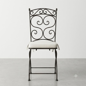 Traditional European Design Wrought Iron <b>Chair</b> Powder Coated Eco-Friendly Weather Resistant Non-Foldable <b>4</b>-Seater Garden <b>Set</b> - Product Image 1