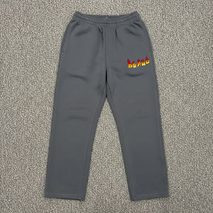 Pantalon de jogging streetwear coupe droite en molleton de coton épais avec logo personnalisé, coupe décontractée, fabricant OEM ODM - Product Image 4