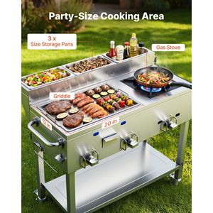 Piastra a Gas Propano Commerciale da Esterno con 3 Bruciatori (11.600 BTU Ciascuno) in Acciaio Inossidabile, per Vaschette Gastronorm da 1/3, Attrezzatura da Cucina Portatile - Product Image 3