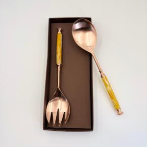 Cuchara y Tenedor para Servir Ensaladas de Acero Inoxidable con Acabado de Cobre de Alta Calidad, Utensilios para Servir en Bodas y Cenas - Product Image 5