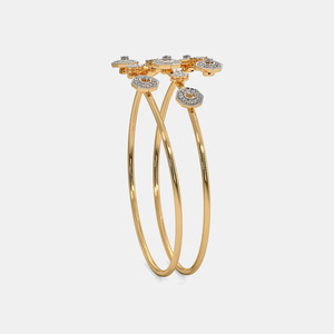 Triple Station Hexagon Diamond Gold <b>Bangle</b> <b>Bracelet</b> - Product Image 3