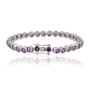 Wholesale Price 925 Sterling Silver 100% Genuine <b>Amethyst</b> February Birthstone Fine Tennis <b>Bracelet</b> For Women's - Product Image 3
