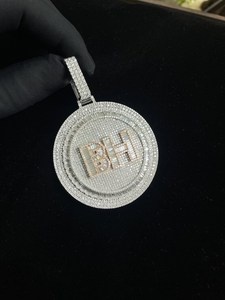 Pendentif personnalisé de luxe en moissanite certifiée, entièrement serti, bicolore, style hip-hop, avec initiale, en argent sterling 925, cadeau - Product Image 5