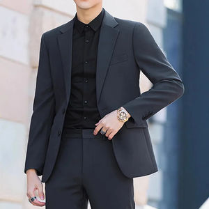 Blazer de Lana para Hombre, Corte Entallado, Tallas Grandes, Estilo Coreano, Chaqueta Casual Formal para Bodas, Fiestas, Universidad, con Logotipo Personalizado - Product Image 4