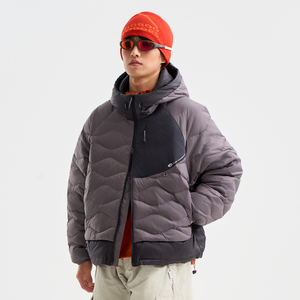 Chaqueta Acolchada con Capucha y Bloques de Color, con Cierre de Cremallera, Resistente al Viento, para Invierno, Estilo Casual Unisex - Product Image 4