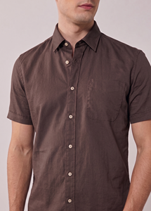 Camisas de Vestir Tejidas de Manga Corta, 100% Algodón, Transpirables e Informales, con Logotipo en la Parte Posterior del Cuello, para Hombre, Marca Enovate - Product Image 3