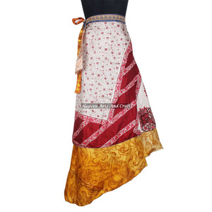 100 Formas de Usar el Pañuelo Mágico de Seda Vintage de la India de 38 Pulgadas, Pañuelo Largo de Seda Vintage para Mujer, Falda Envolvente de 2 Capas Reversible - Product Image 3