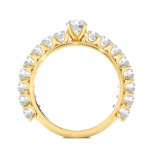 Anillo de Eternidad con Diamantes Cultivados en Laboratorio Certificados por IGI, Oro Amarillo de 14K, Corte Brillante Redondo con Puntas Compartidas, Anillo de Boda de Lujo - Product Image 3