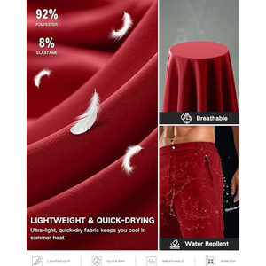 Shorts de golf et de travail décontractés pour hommes, imperméables, respirants, légers, à séchage rapide, avec fermeture boutonnée et 3 poches zippées - Product Image 5