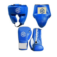 Ensemble de boxe en cuir PU personnalisable pour la vente en gros, avec protège-tête ouvert et protège-guêtres, haute qualité, écologique, couleurs personnalisables