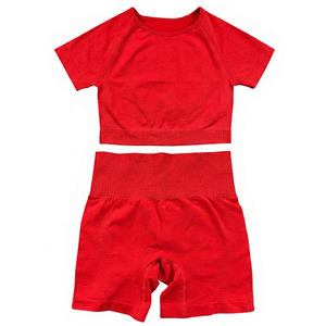 Girls Blue <b>Short</b> Sleeve <b>Crop</b> <b>Top</b> & <b>Shorts</b> Set Crew Neck Solid Color Breathable Casual Summer Outfit Lightweight Spandex Cotton - Product Image 6