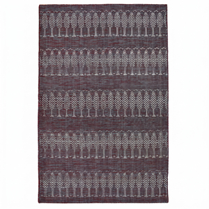 DECORDEC Tapis en laine bordeaux, anthracite et ivoire, motif arbre, tissage plat, écologique, antidérapant, tufté à la main, à poils épais, à motifs répétitifs - Product Image 1