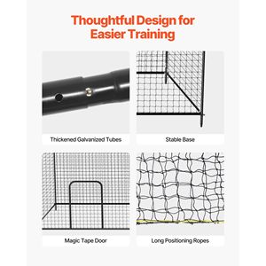 Cage de frappe autonome et portable 35,0 x 10,5 x 10,2 pieds en HDPE noué 45 plis, équipement d'entraînement de baseball - Product Image 5