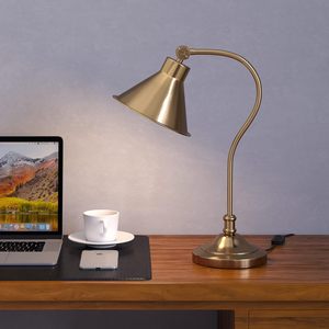 Premium Antique Brass <b>Desk</b> Table Lamp Curved Design Adjustable Head Office Study Reading Lamp Supports LED and CFL - Product Image 6