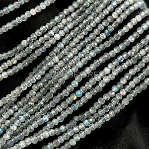 Natural Labradorite Faceted Rondelle <b>Beads</b> Blue Flashy Labradorite <b>Beads</b> For Jewelry Making Micro Faceted Wholesale Gemstone Bea - Product Image 2