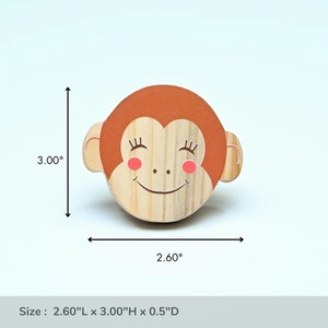 Perillas Decorativas de Madera de Pino Duraderas para Cajones de Niños, Tiradores de Armario con Forma de Cara de Mono, Perillas para Armarios - Product Image 3