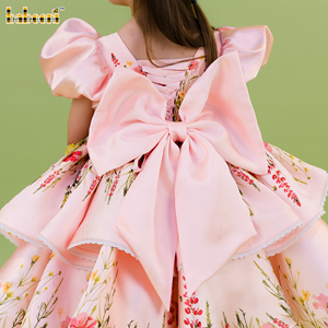 Vestido Rosy Garden Princess para Niñas, Diseño Floral Bordado a Mano, Otoño, 100% Algodón Tafetán, Certificado OEKO-TEX, Largo a Media Pantorrilla, Ecológico-FC017 - Product Image 4