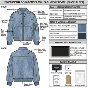 Denim Bomber <b>Jacket</b> Unisex Washed Blue Zipper Front Casual <b>Short</b> <b>Sleeve</b> Turn-down Collar - Product Image 5
