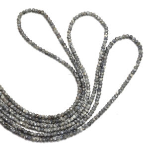 ลูกปัดพลอยทรงกลมเหลี่ยมเพชรพลอยสีเทาธรรมชาติขนาด16นิ้วสาระซึ่งได้รับการรับรองสำหรับการทำเครื่องประดับ-สร้อยคอ - Product Image 2