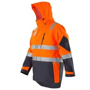 Miden International Reflective Hi Vis ANSI Class 1 Safety <b>Work</b> <b>Jacket</b> for <b>Men</b> Orange <b>Waterproof</b> Polyester Rain <b>Jacket</b> with Hood - Product Image 2