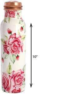 Pure <b>Copper</b> Water <b>Bottle</b> with Printed Engraved Antique Design No Joint Leakproof for <b>Drinking</b> Water Ayurvedic - Product Image 2