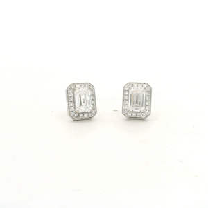 Pendientes de Diamantes Cultivados en Laboratorio de Primera Calidad, Plata 925, Corte Esmeralda, Color Intenso, Modernos, para Mujer, Libres de Conflictos, Certificados por IGI - Product Image 1