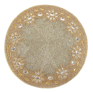 Premium Quality Glass Beads Vintage Design Solid Color Eco-Friendly Durable Handmade Beaded Table <b>Mat</b> for Home Banquet Wedding - Product Image 6
