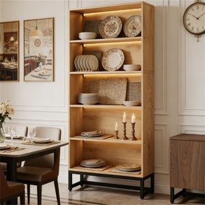 Libreria con Luci LED e Scaffale Espositivo, Mobile con Ripiani Indipendenti, Categoria Prodotti Armadietti - Product Image 1