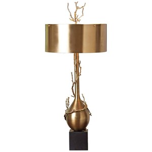 Lampe de table en métal écologique sculpturale dorée de luxe, décoration d'intérieur moderne, design abstrait en forme de branche, hôtels, design haut de gamme - Product Image 4