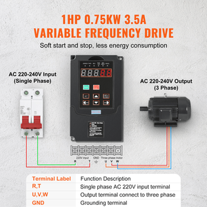 Inverter VFD 1HP 0.75KW 3.5A Trifase 220V Ingresso Trifase 220V Uscita 40-60Hz Ingresso 0-400Hz Uscita 22KW/37KW - Product Image 2