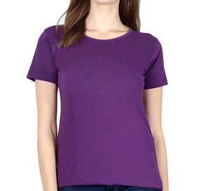 T-shirt pour femme en polyester écologique, col rond, manches courtes, couleur unie, respirant, coupe classique, toutes saisons, satiné - Product Image 1