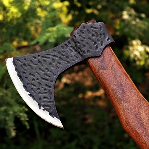 Hacha Táctica de Doble Hoja Forjada a Mano, de Acero Resistente, para Cortar Madera, con Mango de Madera Duradero, para Uso en Campamentos, Garantía de 3 Años - Product Image 2