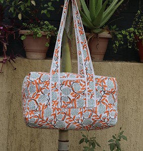Bolsa de Lona Acolchada de Algodón Vintage, Grande, Azul con Estampado Floral, de Alta Calidad, para Viajes Cortos, para Mujer, el Mejor Regalo para una Persona Especial - Product Image 6