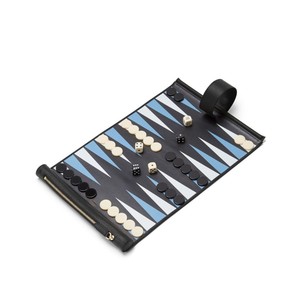 Jeu de backgammon en cuir PU de qualité supérieure, pliable et portable, avec poches zippées, dés et jetons inclus - Product Image 5