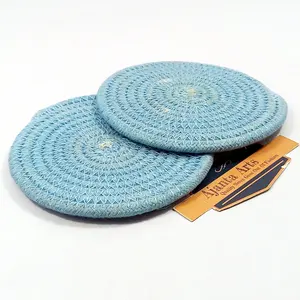 Kitchen Linen Insulation Pad Thicken Coaster Table Mats Round Woven Cotton Rope Cup Coffee Drink mats desk mat Cotton Rope