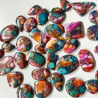 Pierre précieuse composite vibrante JaipurGemsHouse, mélange rose Dahlia et orange, cabochon multi-formes, pour la fabrication de bijoux et fournitures de fil de sertissage