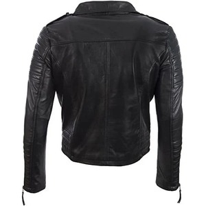 Men’s Real Leather Asymmetric Zip Fashion Biker Jacket - Product Image 2