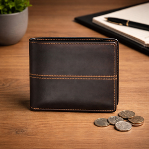 Export Quality <b>Men's</b> Genuine <b>Leather</b> Open <b>Wallet</b> RFID Blocking Vintage Fashion Lightweight Custom Logo Available Best Market - Product Image 1